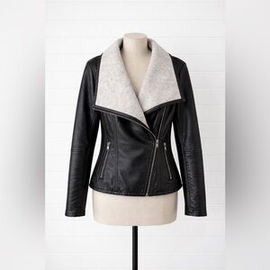 Express - Bonded Faux Leather Wide Collar Moto Jacket - Sz. Medium